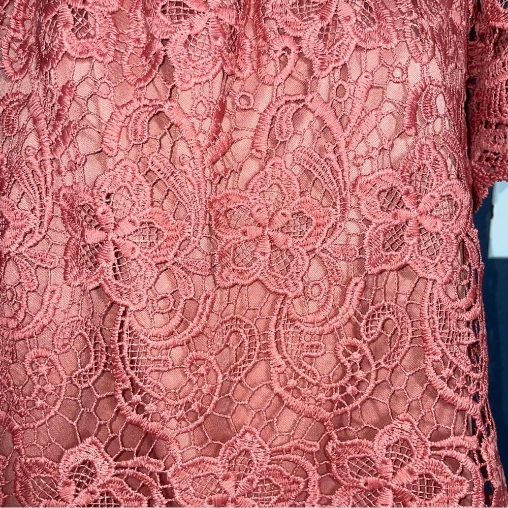 Haute Monde Chantilly Lace Off The Shoulder Top size large Blouse blush pink - Picture 4 of 11